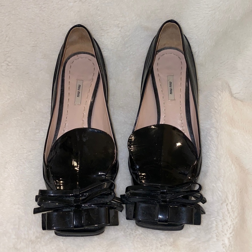 Miu Miu Black Patent Leather kitten heel size 36